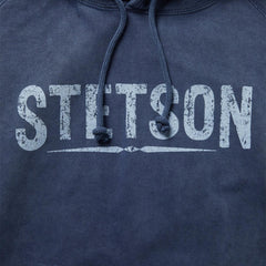 Distressed Logo Hooded Sweatshirt Blue | Men Stetson Sweaters & Hoodies