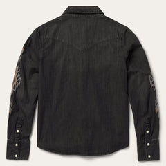 Embroidered Black Denim Shirt Black | Women Stetson Western Shirts
