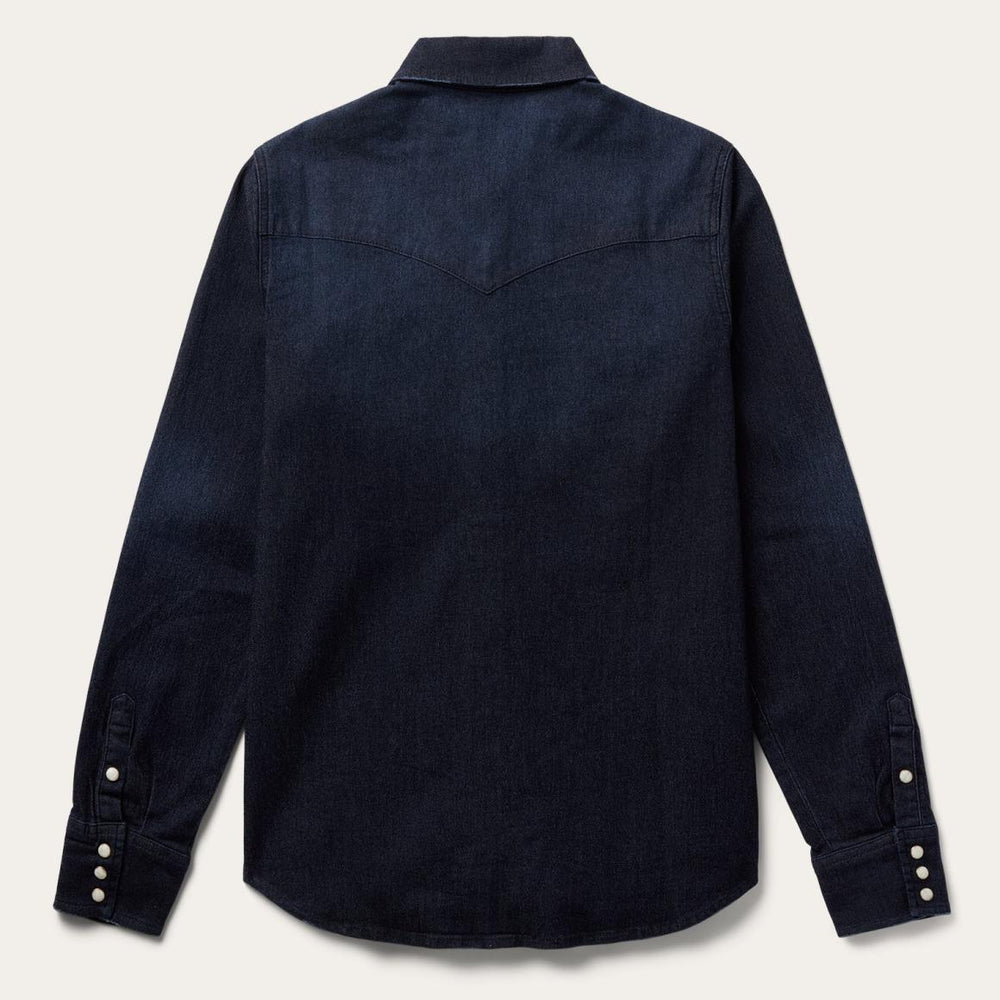 Embroidered Dark Denim Snap Front Shirt Blue | Women Stetson Western Shirts