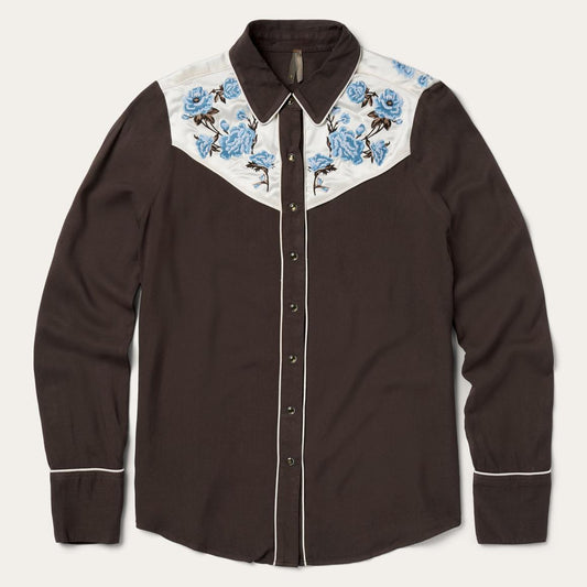 Embroidered Western Shirt Brown | Women Stetson Western Shirts