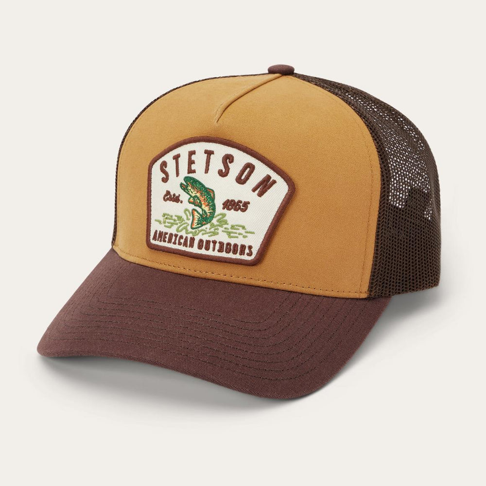 Fishing Patch Trucker Cap Tan / Oxblood | Men/Women Stetson Caps & Truckers