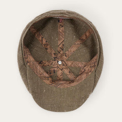 Glen Check Linen/Silk Hatteras Cap Olive Check | Men/Women Stetson Caps & Truckers