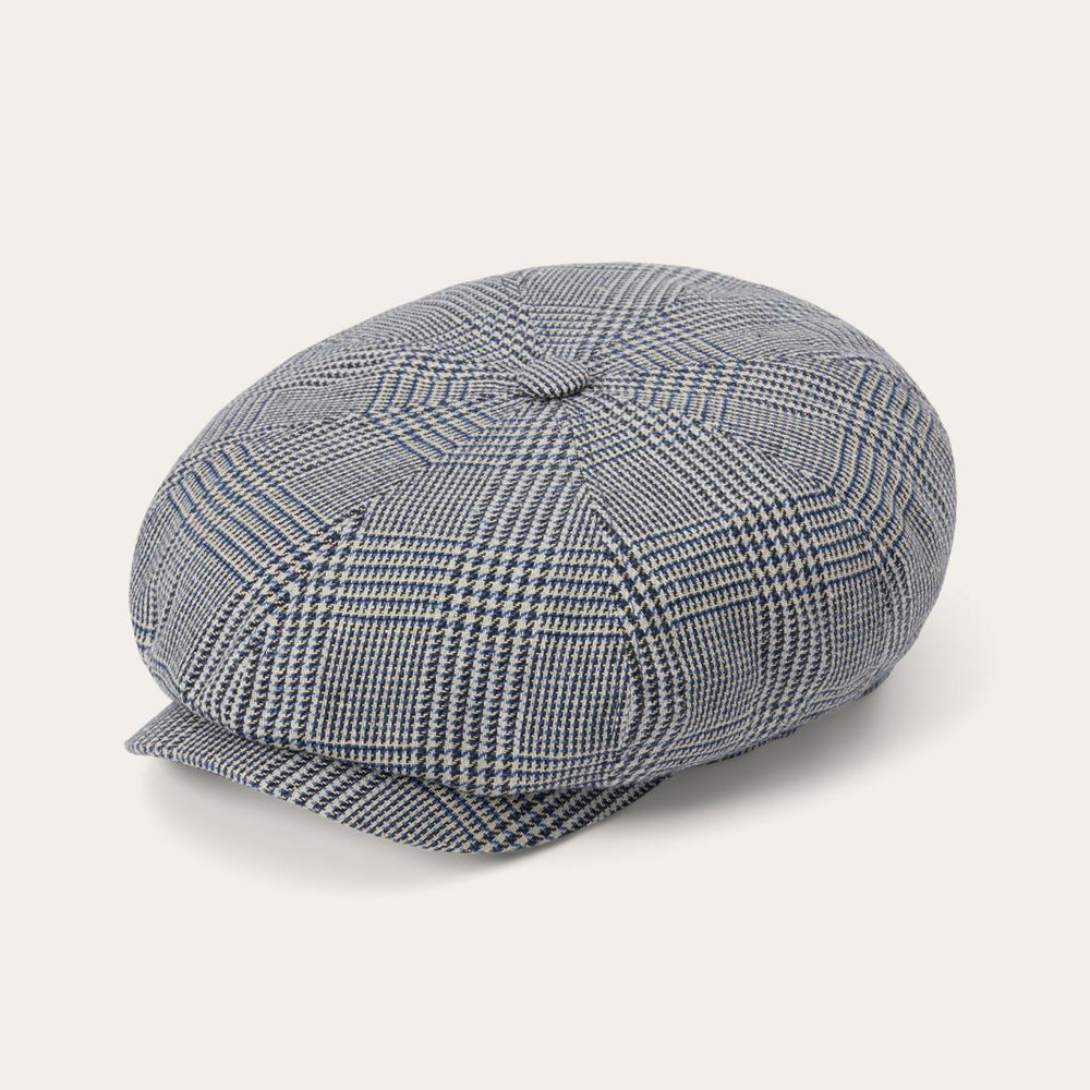 Glen Check Silk/Cotton 8-Panel Cap Blue Check | Men/Women Stetson Caps & Truckers