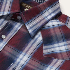 Good Luck Plaid Western Shirt Wine | Men Stetson Classic Cut