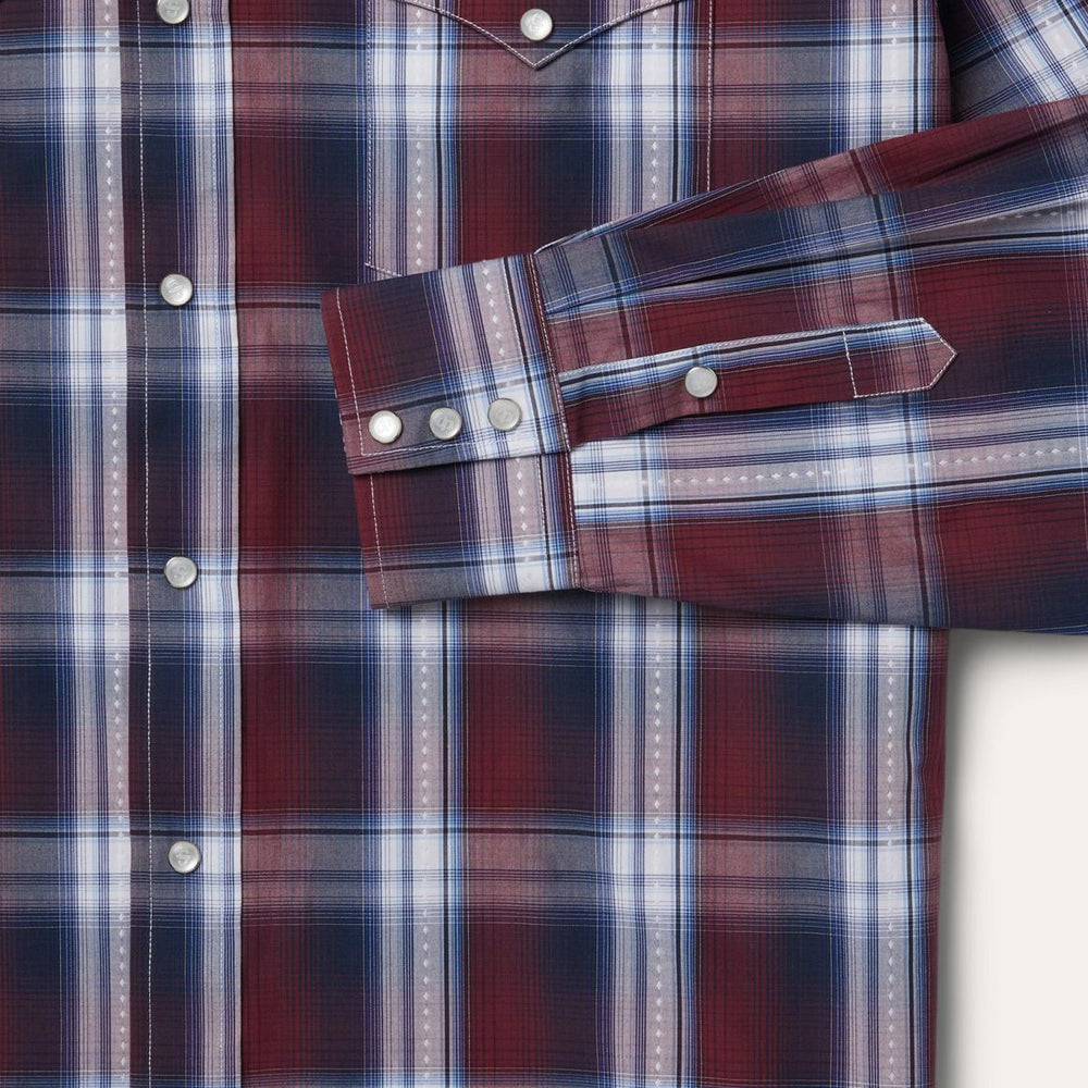 Good Luck Plaid Western Shirt Wine | Men Stetson Classic Cut