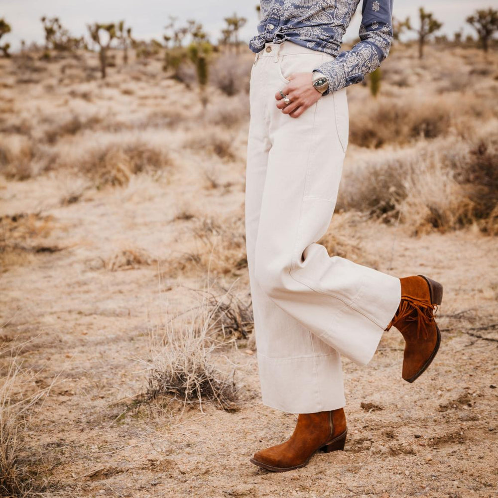 Halle Suede Fringe Side Zip Boot Brown | Women Stetson Western