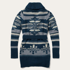 Indigo Aztec Belted Cardigan Blue | Women Stetson Sweaters