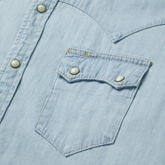 Light Blue Denim Western Shirt Blue | Men Stetson Denim Shirts