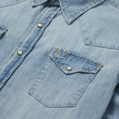 Long-Sleeved Denim Shirt Blue | Men Stetson Western Shirts
