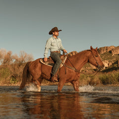 Long-Sleeved Denim Shirt Blue | Men Stetson Western Shirts
