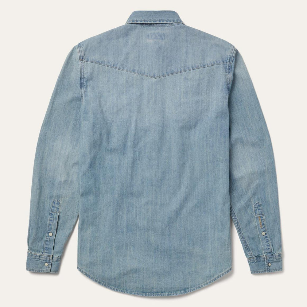 Long-Sleeved Denim Shirt Blue | Men Stetson Western Shirts