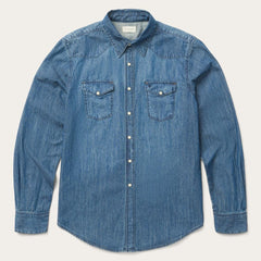 Medium Blue Denim Shirt Blue | Men Stetson Western Shirts