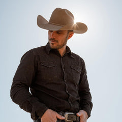 Modern Denim Western Shirt Black | Men Stetson Modern Cut