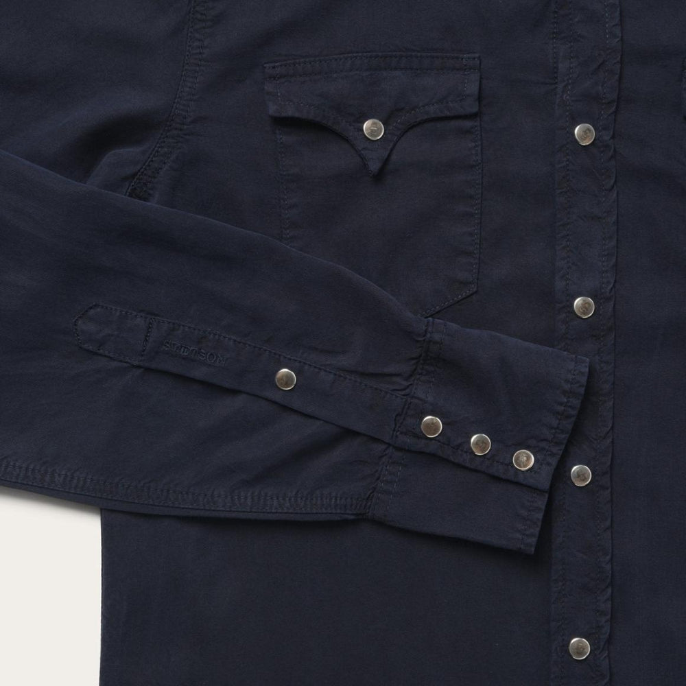 Navy Twill Shirt Blue | Men Stetson Western Shirts