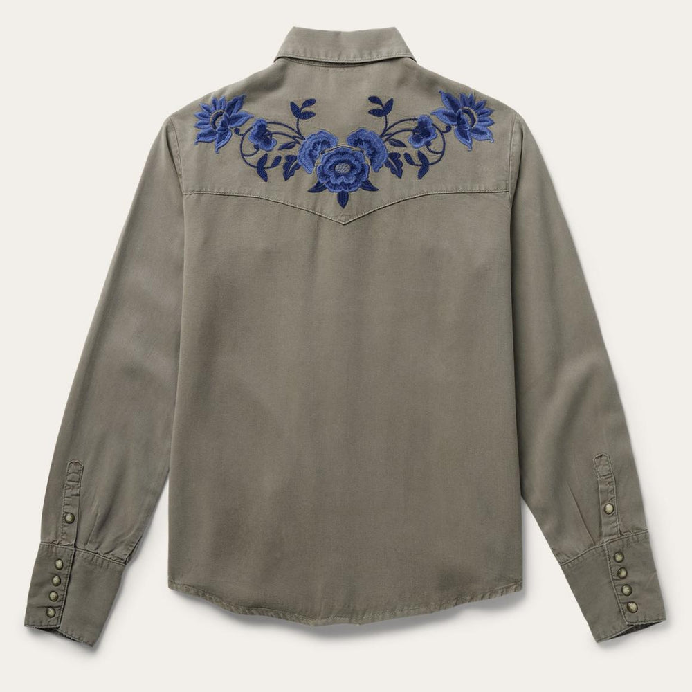 Olive Twill Western Shirt Green | Women Stetson Western Shirts