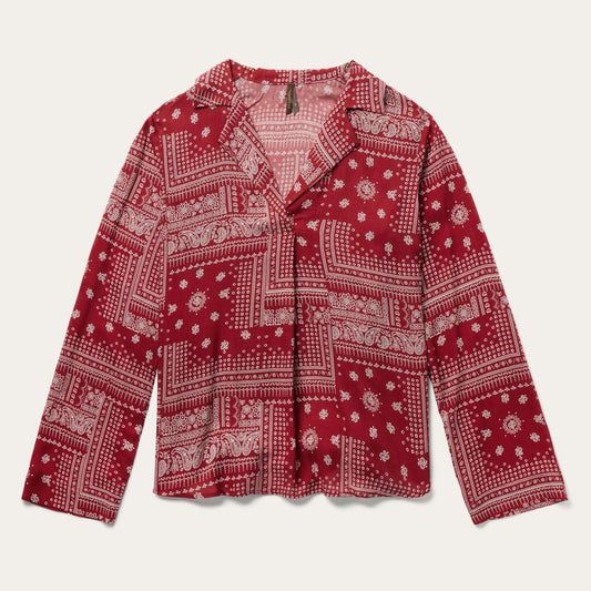 Red Bandana Patchwork Blouse Red | Women Stetson Blouses