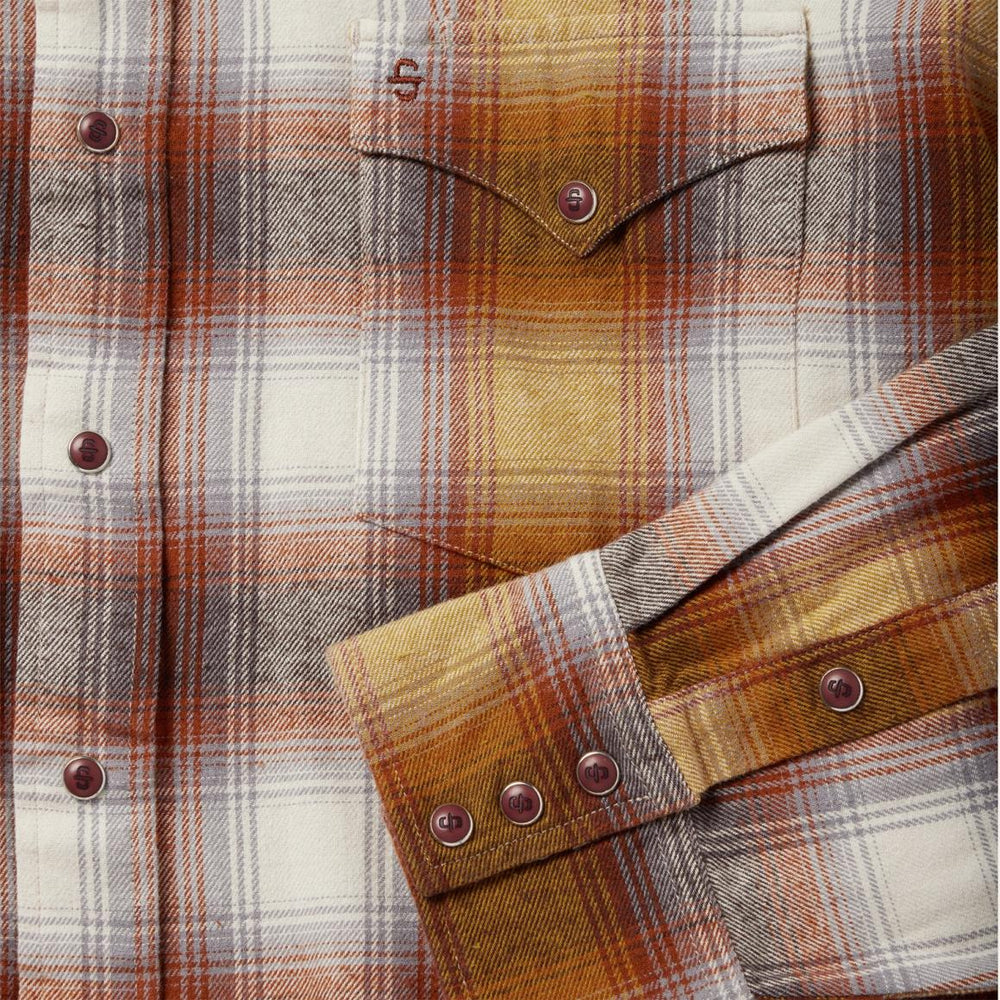 Rust Plaid Flannel Western Shirt Brown | Men Stetson Western Shirts