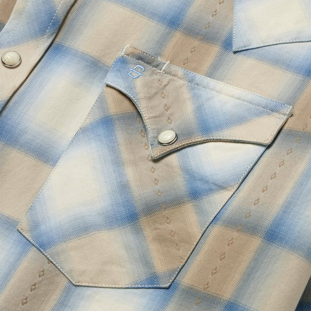 Sand Plaid Dobby Western Shirt Brown | Men Stetson Modern Cut