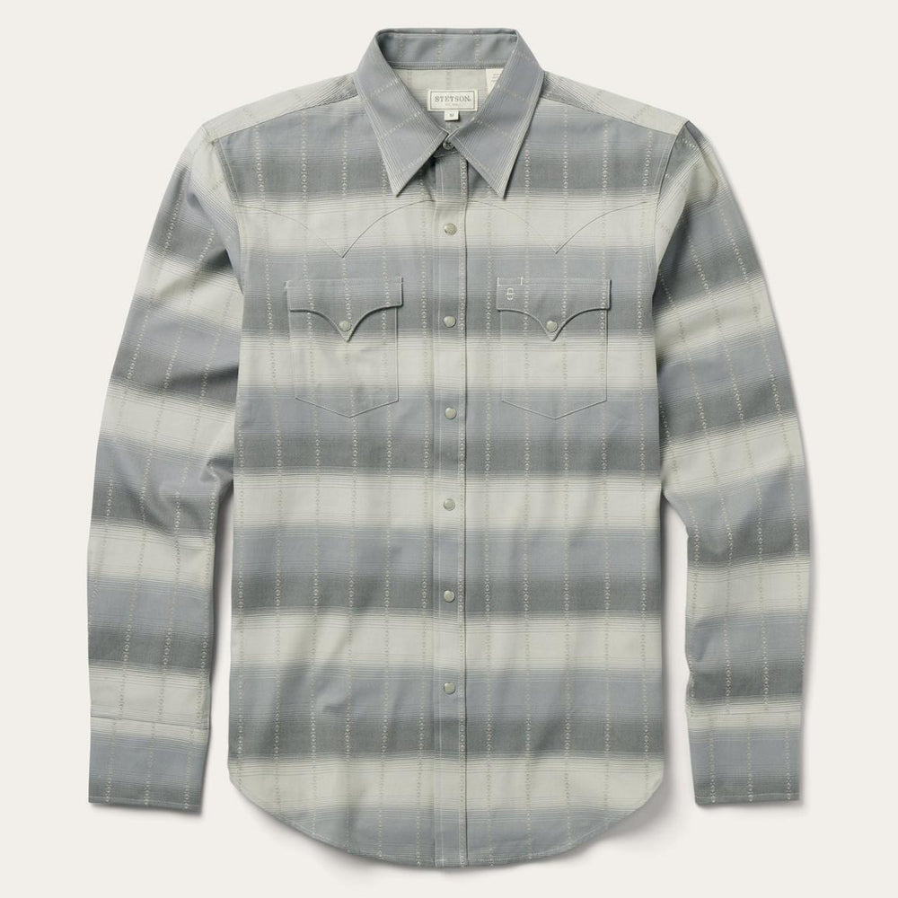 Serape Dobby Twill Western Shirt Brown | Men Stetson Western Shirts