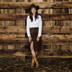 Suede Fringed Skirt Brown | Women Stetson Skirts & Shorts