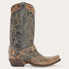 Sundance Kid Washed Crater Black Cowboy Boot Black | Men Stetson Western