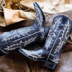 Tina Black & White Flame Embroidered Cowboy Boot Black | Women Stetson Western