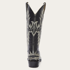 Tina Black & White Flame Embroidered Cowboy Boot Black | Women Stetson Western