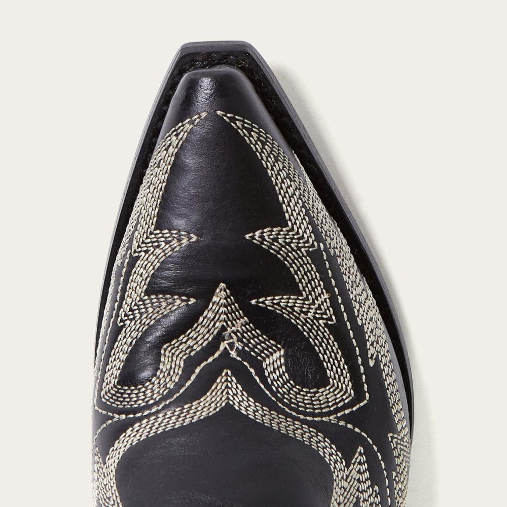 Tina Black & White Flame Embroidered Cowboy Boot Black | Women Stetson Western