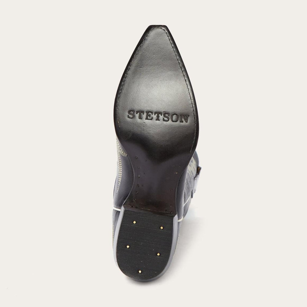 Tina Black & White Flame Embroidered Cowboy Boot Black | Women Stetson Western
