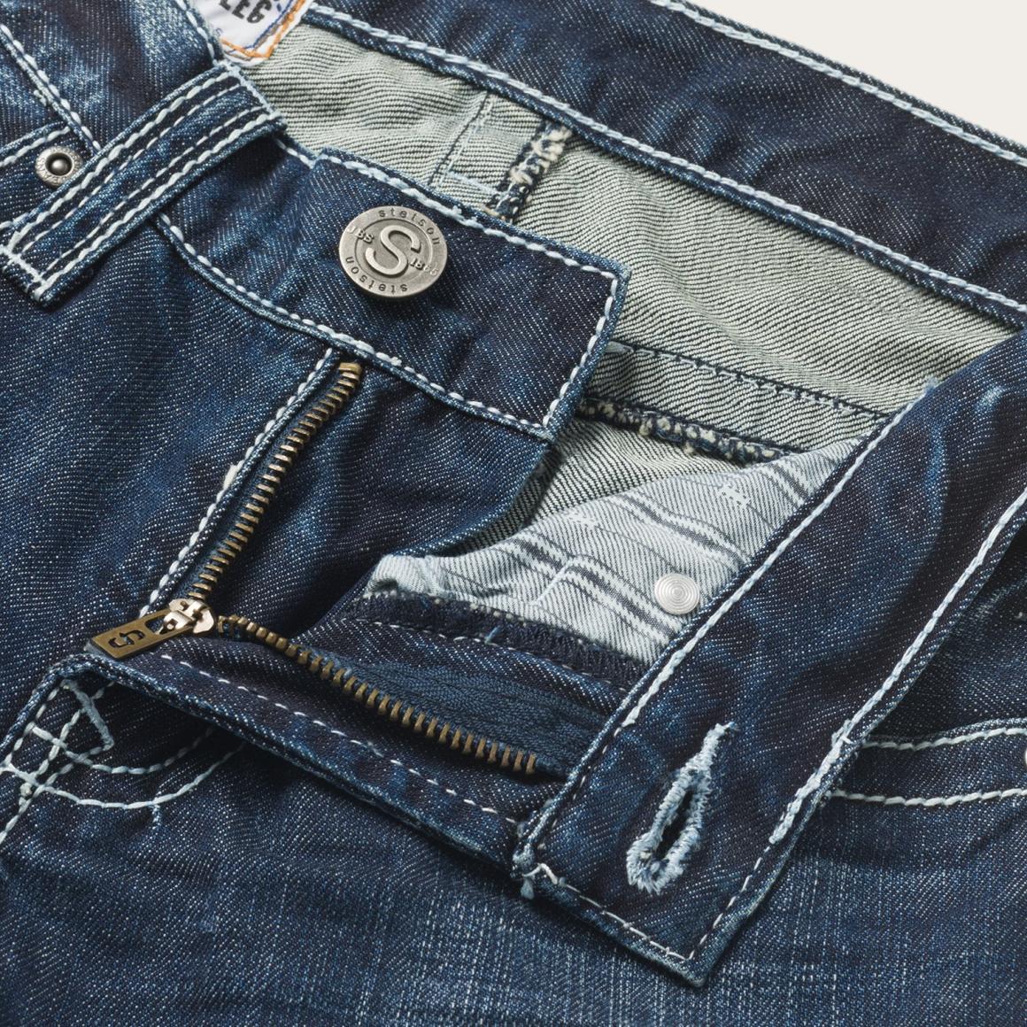 1014 Fit Destructed Medium Wash Jeans Blue | Men Stetson Boot Cut