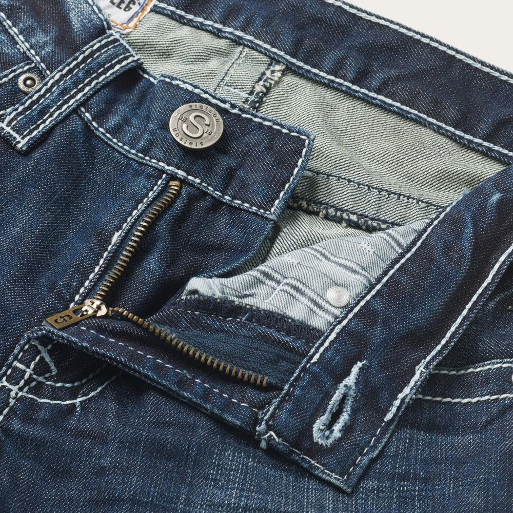 1014 Fit Destructed Medium Wash Jeans Blue | Men Stetson Boot Cut