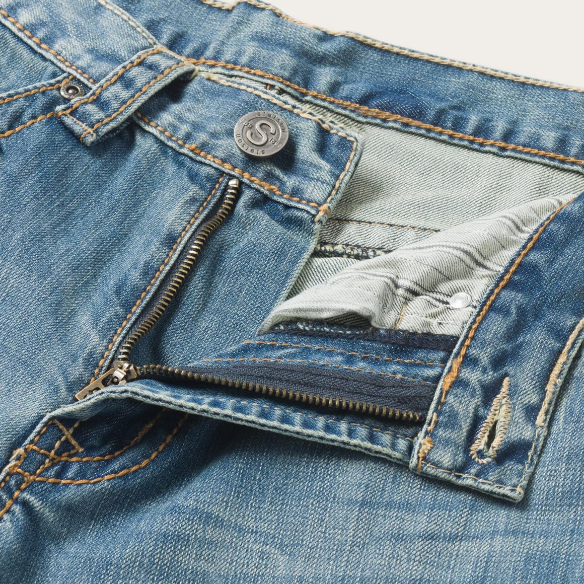 1520 Fit Light Wash Jeans With Tacking Blue | Men Stetson Boot Cut