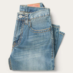 1520 Fit Light Wash Jeans With Tacking Blue | Men Stetson Modern Cut