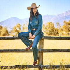 214 City Trouser Jeans In Medium Wash Blue | Women Stetson Denim