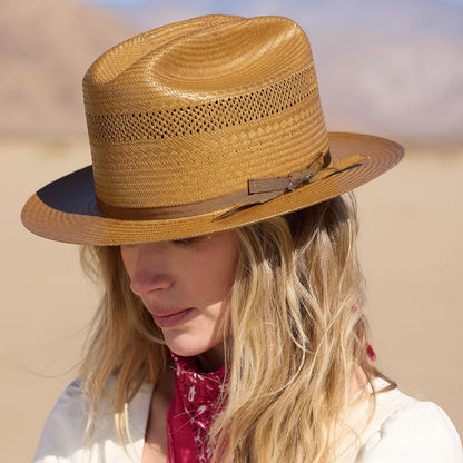 Open Road Vented Straw Cowboy Hat Cognac
