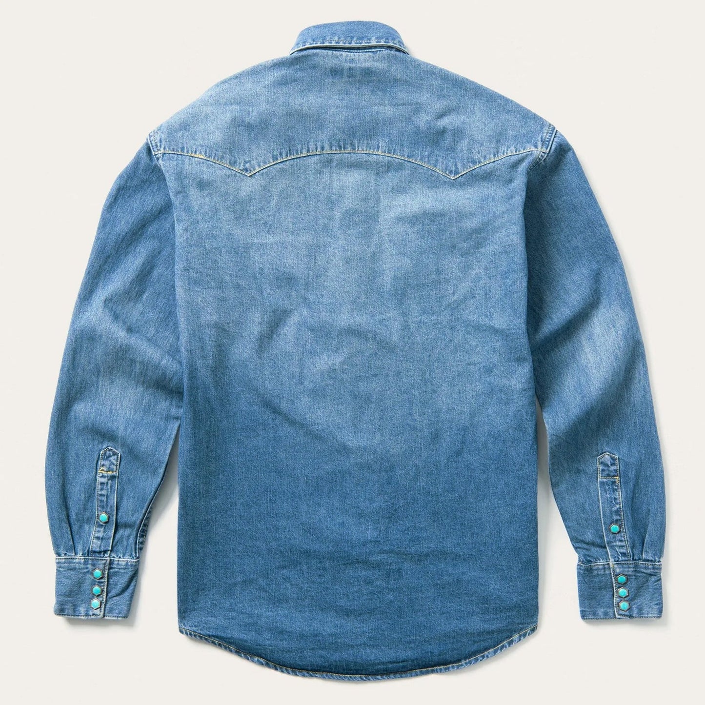 Turquoise Snap Western Denim Shirt Blue