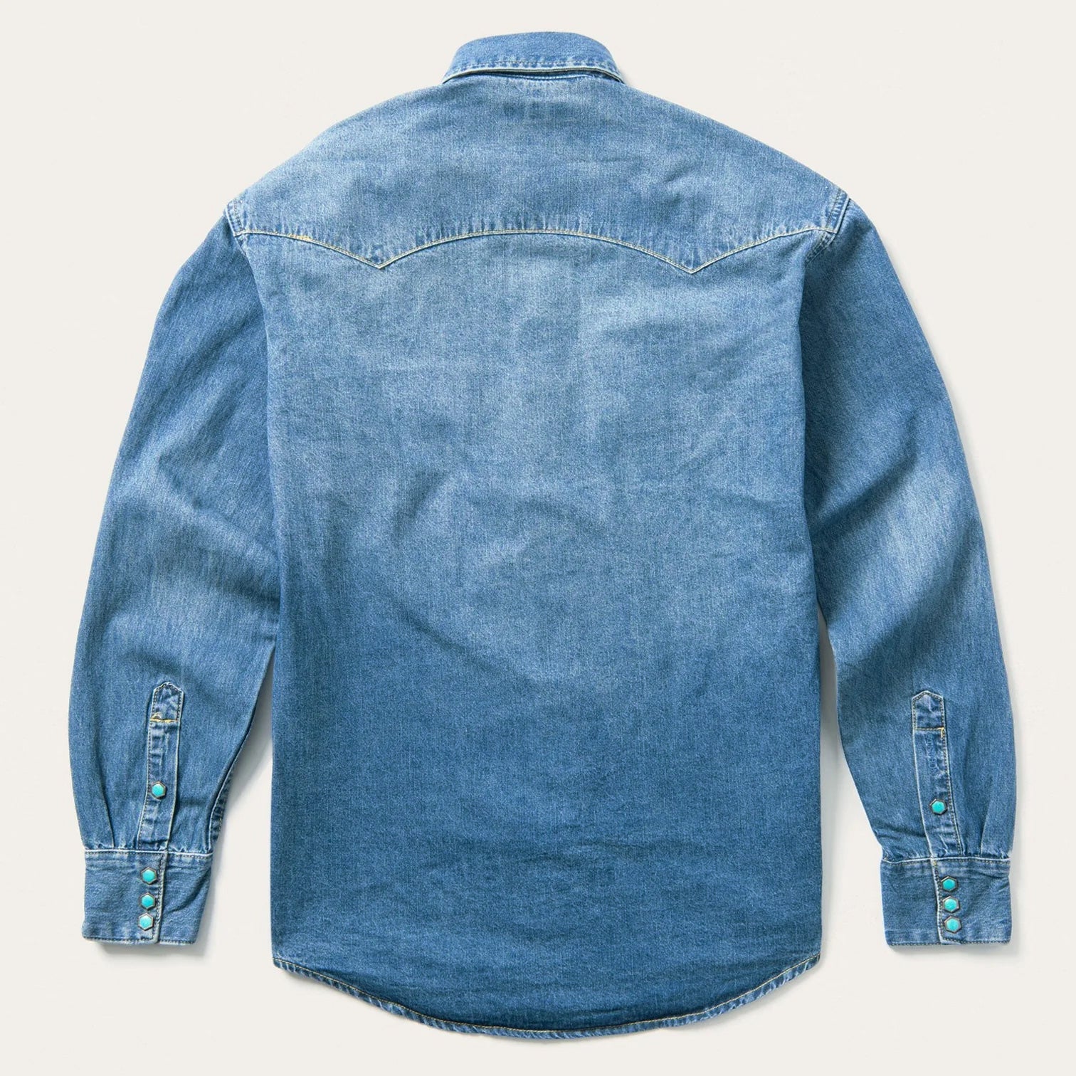 Turquoise Snap Western Denim Shirt Blue