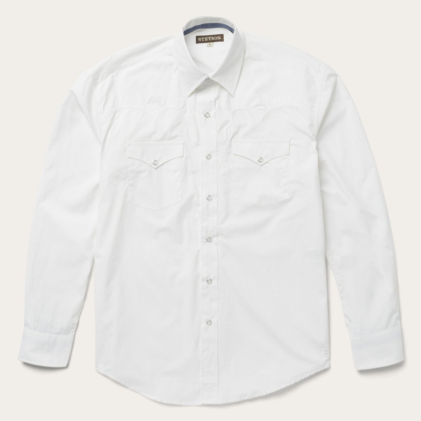 Classic Solid Snap Poplin Shirt In Optic White White