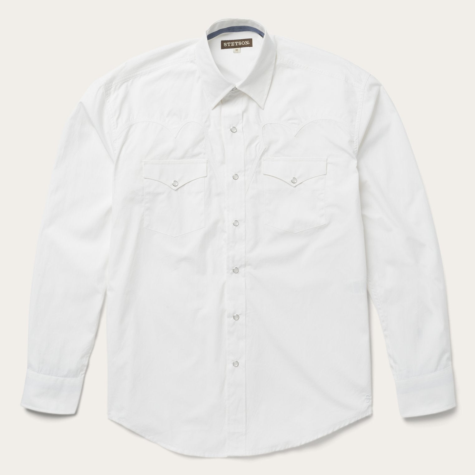 Classic Solid Snap Poplin Shirt In Optic White White