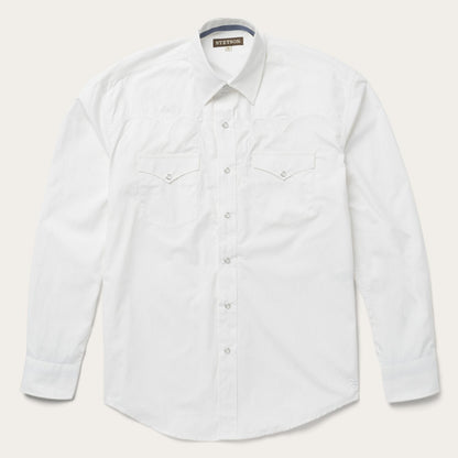 Classic Solid Snap Poplin Shirt In Optic White White