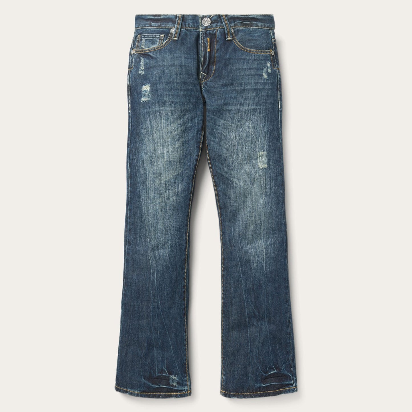 1014 Fit Destructed Dark Wash Jeans Blue