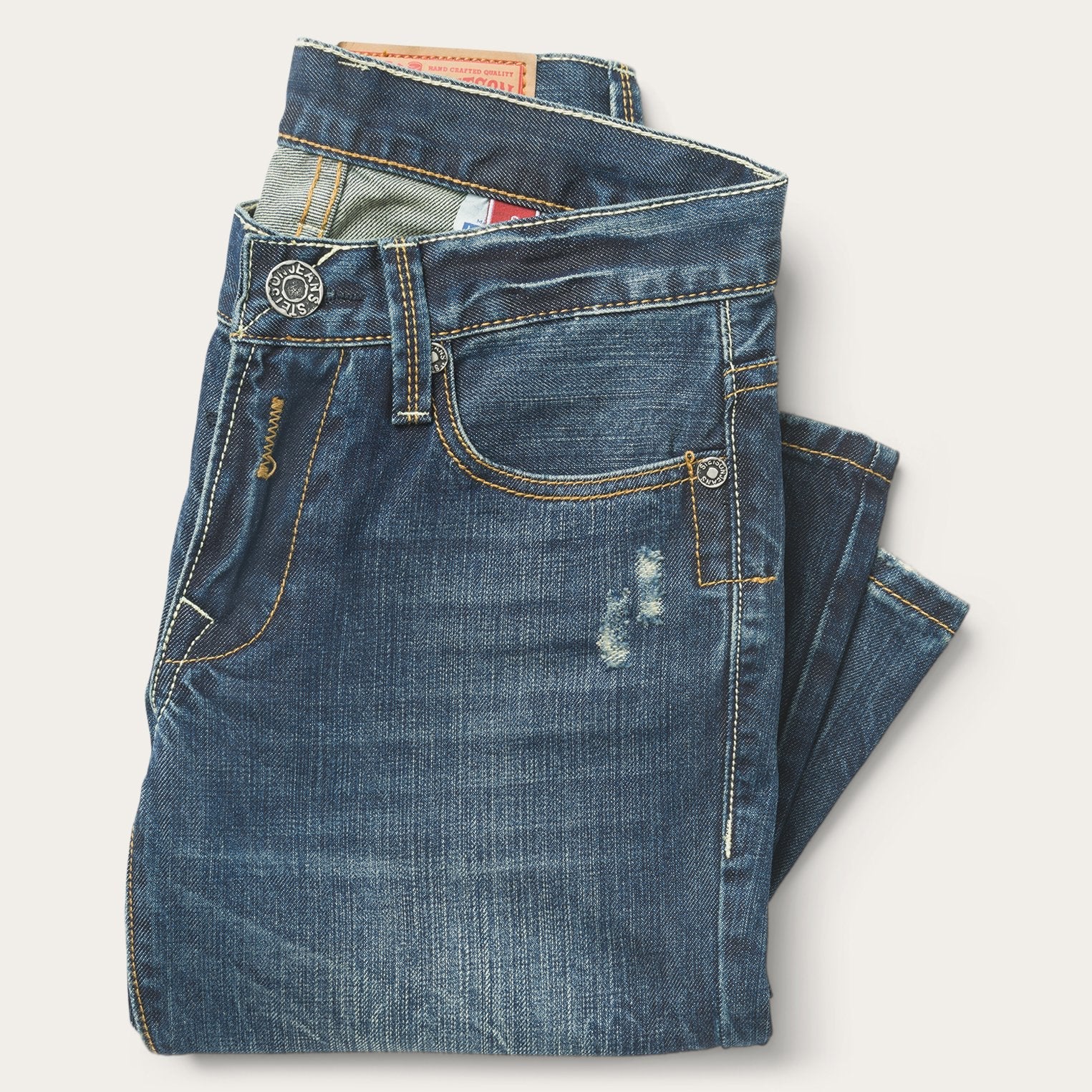 1014 Fit Destructed Dark Wash Jeans Blue