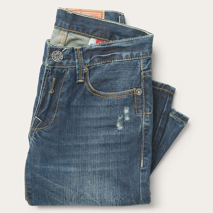 1014 Fit Destructed Dark Wash Jeans Blue