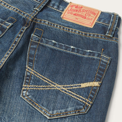 1014 Fit Destructed Dark Wash Jeans Blue