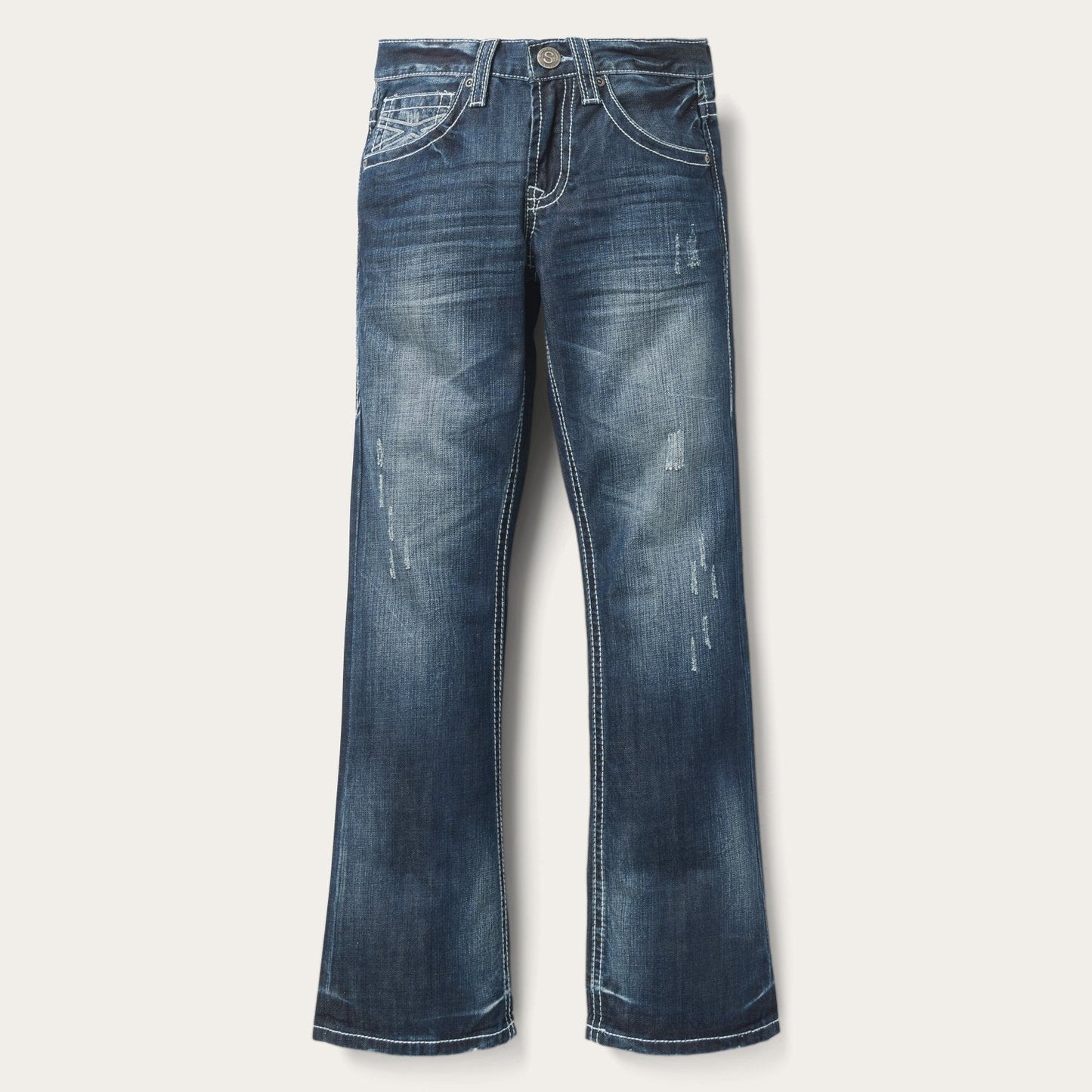 1014 Fit Destructed Medium Wash Jeans Blue