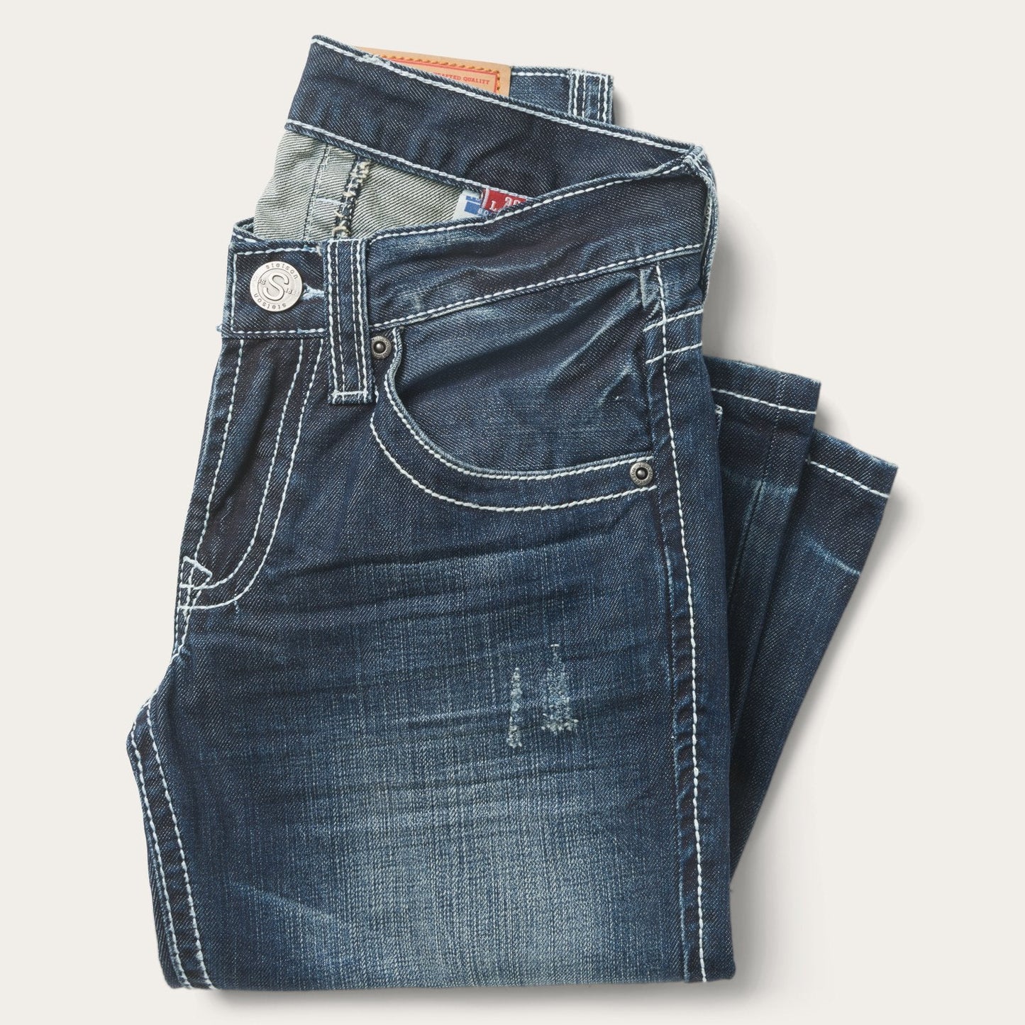 1014 Fit Destructed Medium Wash Jeans Blue