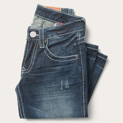 1014 Fit Destructed Medium Wash Jeans Blue