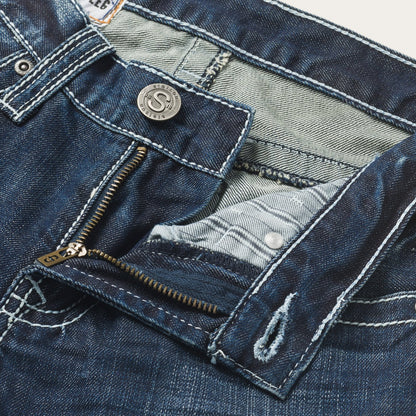 1014 Fit Destructed Medium Wash Jeans Blue