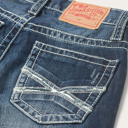 1014 Fit Destructed Medium Wash Jeans Blue