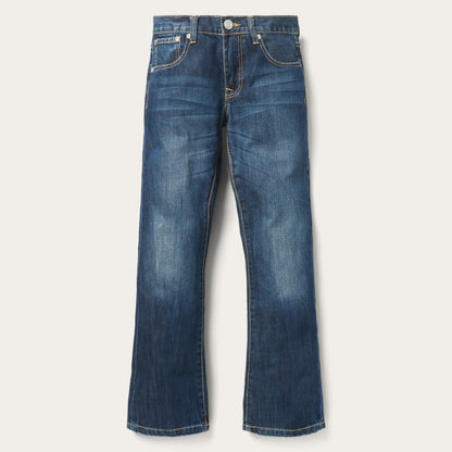 1014 Fit Semi-Destructed Wash Jeans Blue